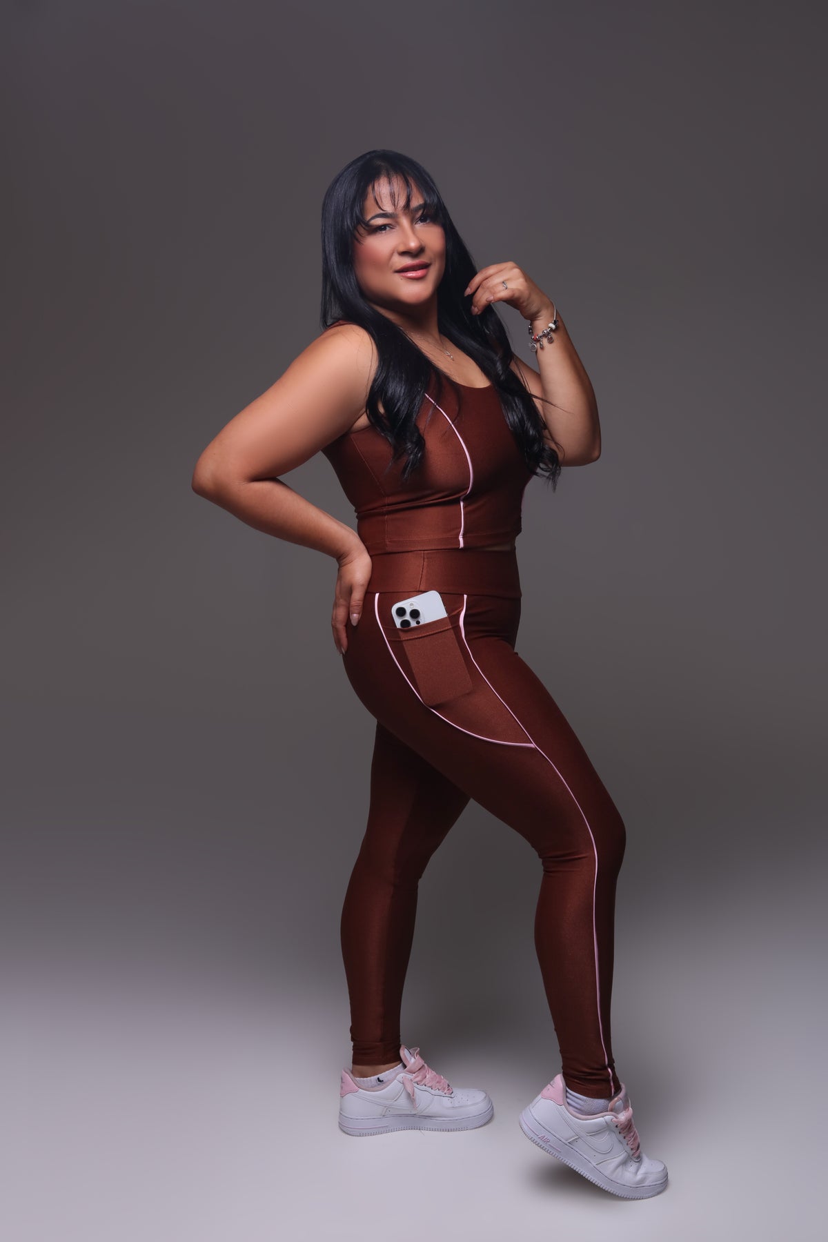 Calça Suzy Fitness Canelada com Bolso e Recorte Coração